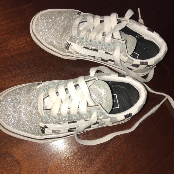 Vans Other - Girl’s Vans Off the Wall Silver Sneakers Size 12